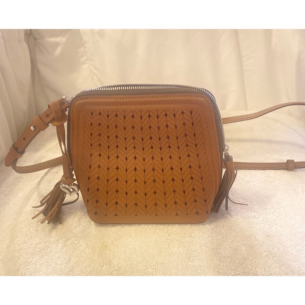 Brighton Ferrara Leather Crossbody Bag‎ Tan Laser Cut G037361 Cognac Brown